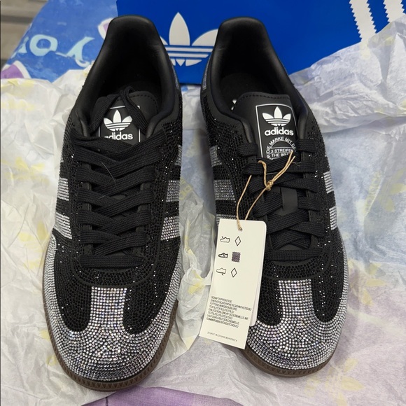 Adidas Samba Women's Black and Silver Rhinestones 8.5 Sneakers - Picture 4 of 7